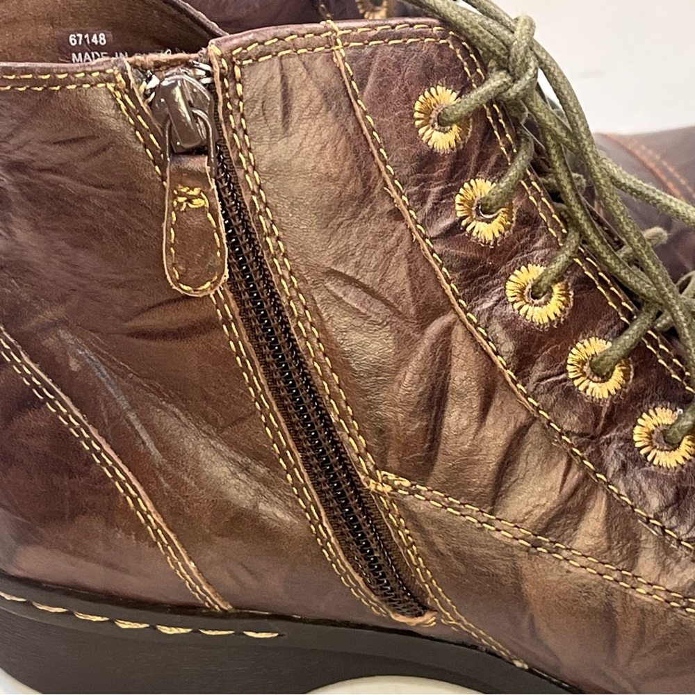 CLARKS Whistle Ballad Boots WMS Sz 8 m Lace Up Zip Dark Brown Hobo leather - Picture 6 of 10